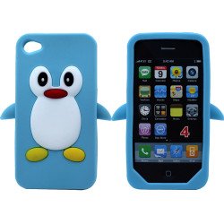 iPhone 4S/4 3D Penguin Case  (Light Blue)